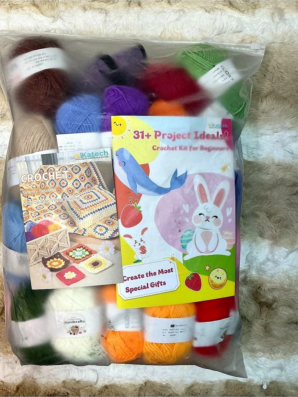 Katech Crochet Kit for Beginners 31+ Projects Granny Squares Yarn Complete NEW